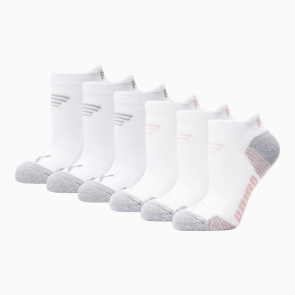 Women's Low Cut Socks [6 Pack], WHITE / PINK